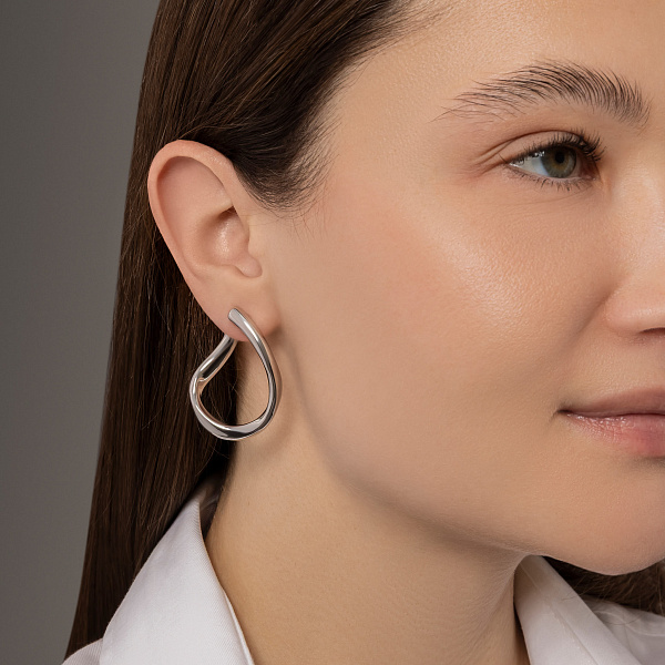 Серьги-пусеты из серебра без камней (арт. 7518/7281) – изображение 3