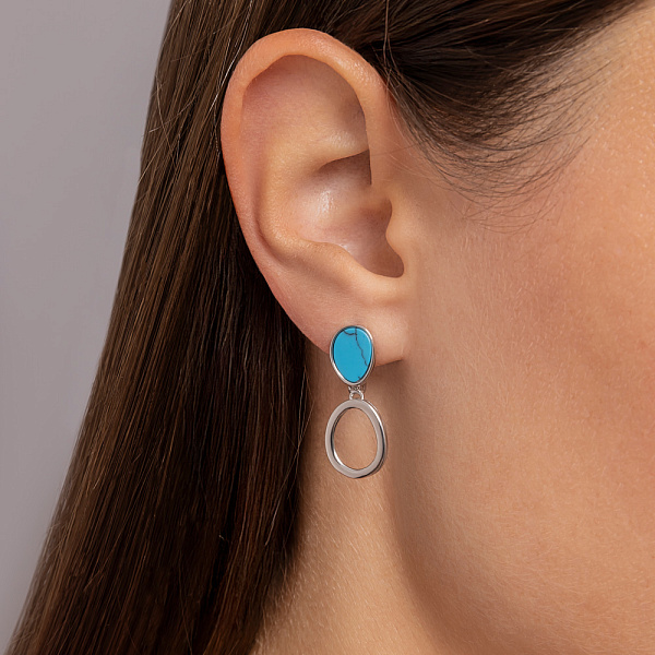 Серебряные серьги с бирюзой (арт. 7502/2184881Б) – изображение 2