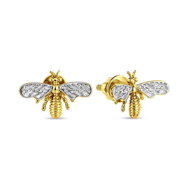 Серьги пусеты Пчела из желтого золота (арт. 110570ж) – изображение 1