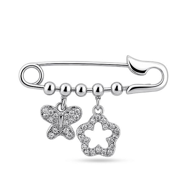 Серебряная булавка с подвесками и фианитами (арт. 7511/167) – изображение 1