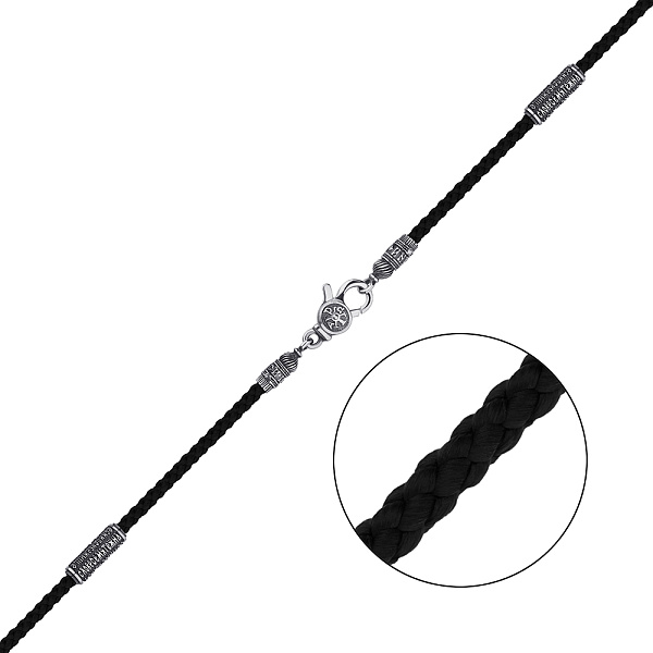 Ювелирный шнурок с серебряными вставками (арт. 7307/5014) – изображение 1
