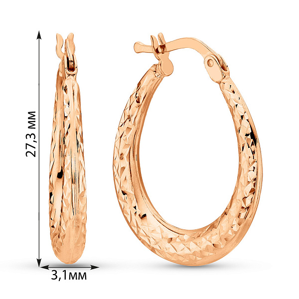 Серьги-кольца из красного золота (арт. 109790/25) – изображение 2