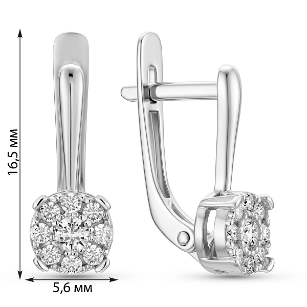 Серьги из белого золота с фианитами (арт. 110400б) – изображение 4