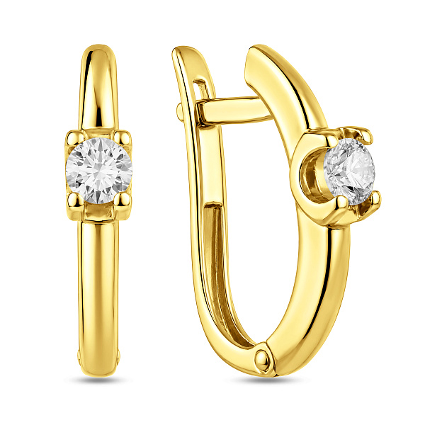 Серьги из желтого золота с фианитами (арт. 110386ж) – изображение 1