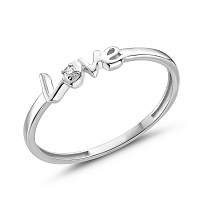 Каблучка "Love" з білого золота з діамантом (арт. К011344б)