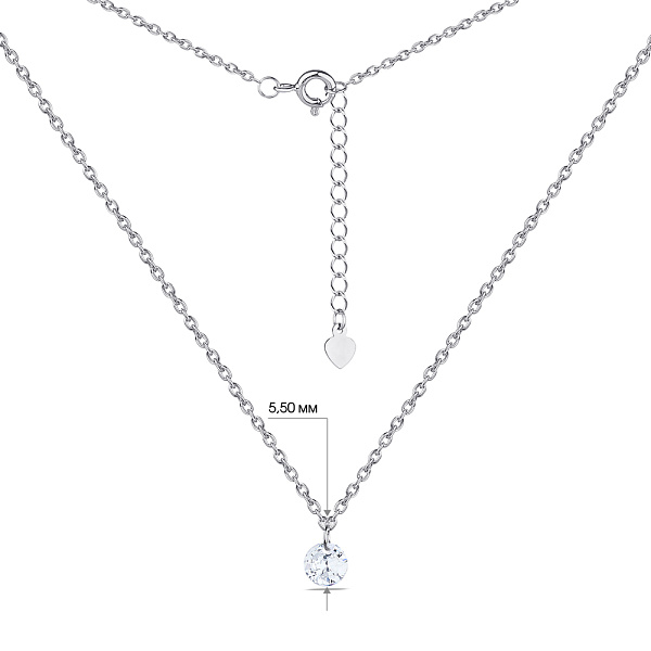 Колье серебряное с одним фианитом (арт. 7507/1286) – изображение 3