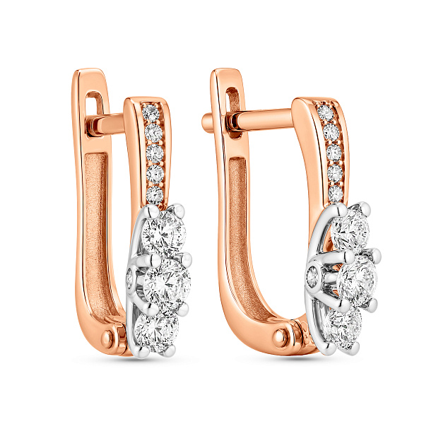 Серьги из красного золота с фианитами (арт. 110527) – изображение 1