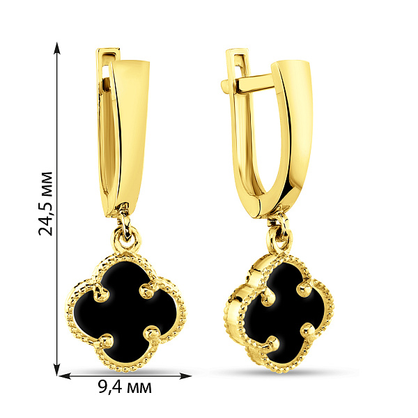 Серьги-подвески из золота с ониксом (арт. 108596/10жо) – изображение 4