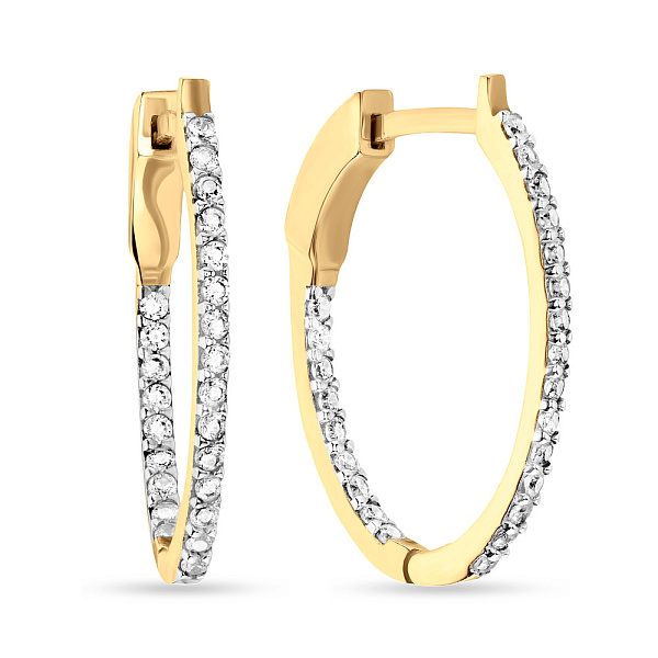 Серьги-кольца из желтого золота с фианитами (арт. 101860/20ж) – изображение 1
