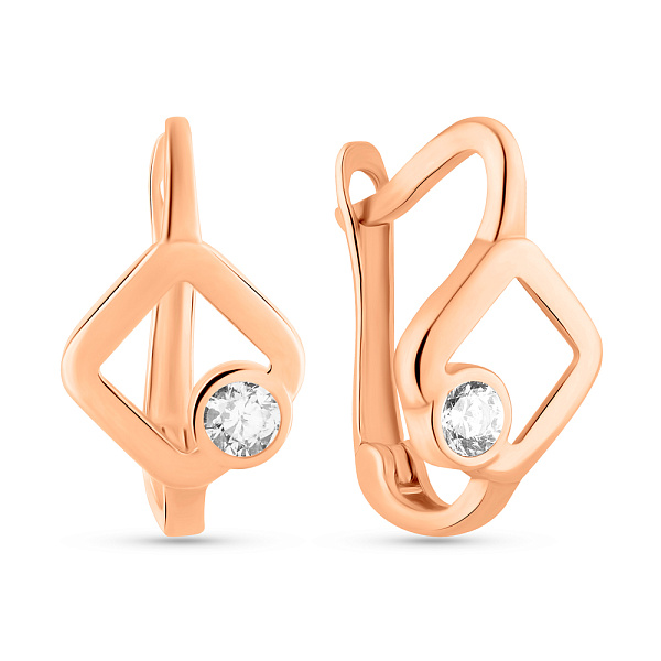 Серьги из красного золота с фианитами (арт. 1091299) – изображение 1
