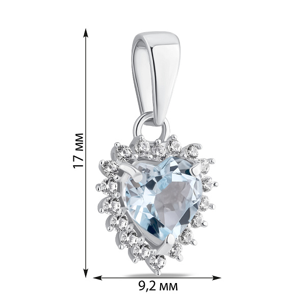 Серебряный подвес Сердце с топазом (арт. 7503/2188476Пг) – изображение 2