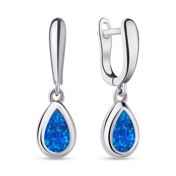 Серебряные серьги с синим опалом  (арт. 7502/3365Пос) – изображение 1
