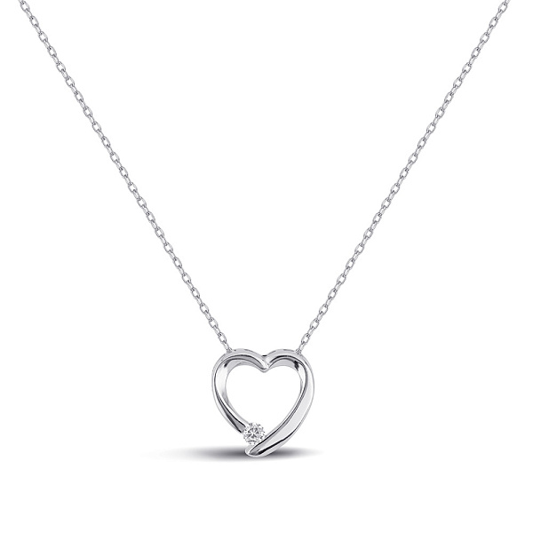 Серебряное колье Сердце с фианитом (арт. 7507/КЛ2Ф/1002Ш-43) – изображение 1