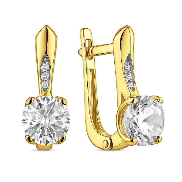 Золотые серьги с крупным камнем (арт. 1091966ж) – изображение 1