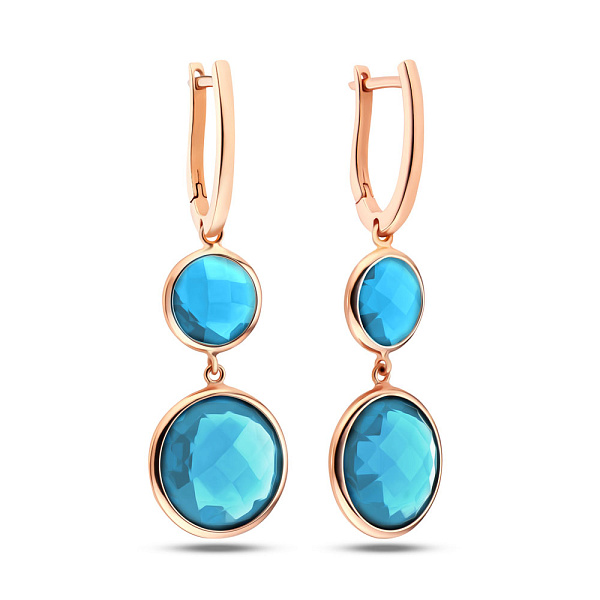 Золотые серьги с подвесками из кварца (арт. 106460Пкг) – изображение 1
