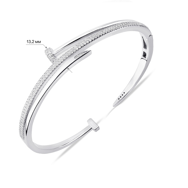 Серебряный браслет с гвоздь с фианитами (арт. 7509/5410) – изображение 4