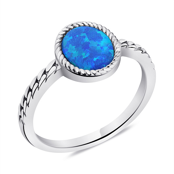 Серебряное кольцо с синим опалом (арт. 7501/6710Пос) – изображение 1