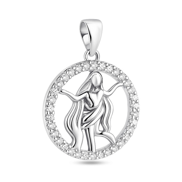 Серебряный кулон Дева с дорожкой из фианитов (арт. 7503/4702дв) – изображение 1