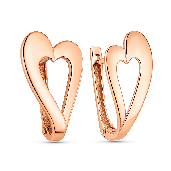 Серьги из красного золота Сердечки без камней (арт. 110983) – изображение 1