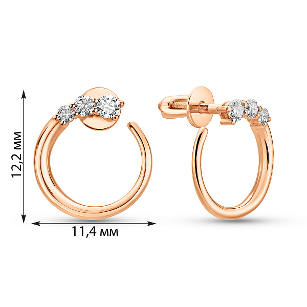 Сережки з червоного золота з діамантами (арт. Т011389015) – зображення 3