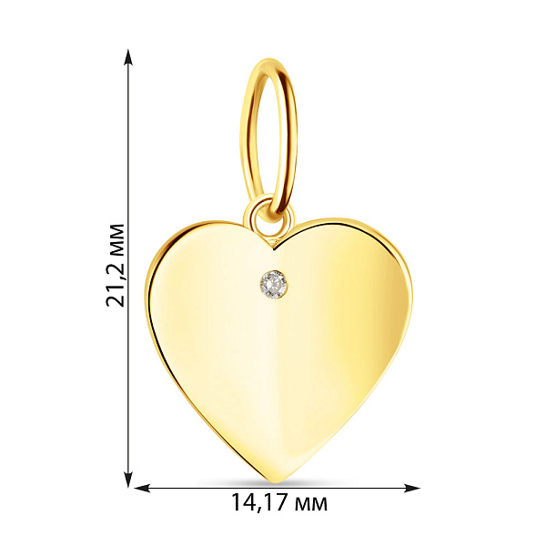 Подвес Сердце из желтого золота (арт. 424504ж) – изображение 3