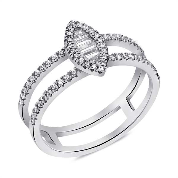 Серебряное двойное кольцо с фианитами (арт. 7501/6817) – изображение 1