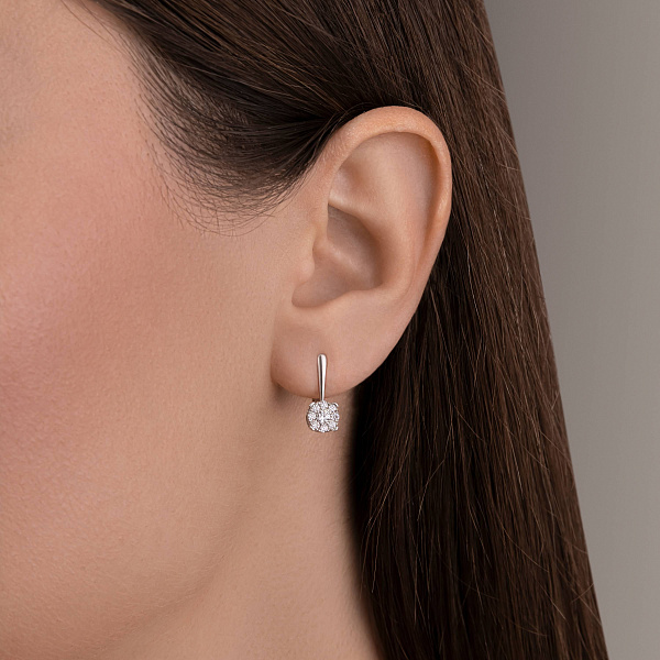 Серьги из белого золота с фианитами (арт. 110400б) – изображение 2
