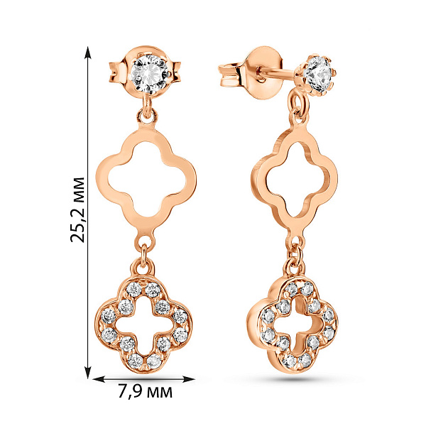 Серьги из красного золота с фианитами (арт. 1091592) – изображение 3