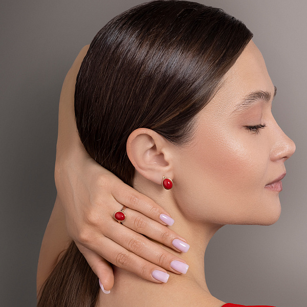 Серьги из красного золота с кораллом (арт. 111146ПкоГ) – изображение 3