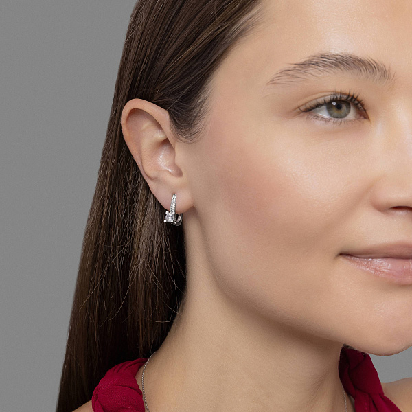 Серьги из белого золота с фианитами (арт. 113600б) – изображение 3
