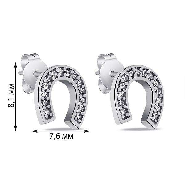 Серебряные серьги Подкова с фианитами (арт. 7518/7102/1) – изображение 2