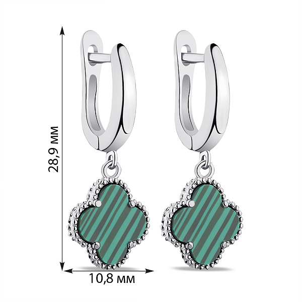 Серебряные серьги с малахитом (арт. 7502/4265/10млх) – изображение 2