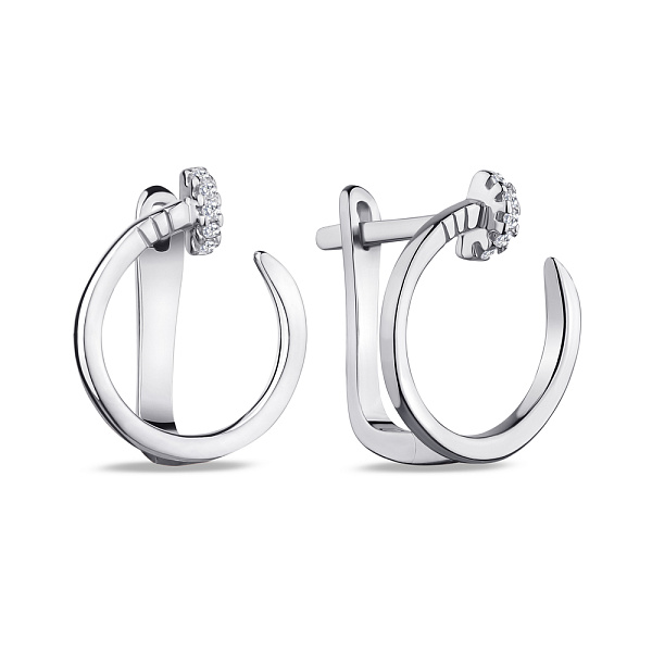 Серьги из серебра "Гвозди" с фианитами (арт. 7502/4376) – изображение 1