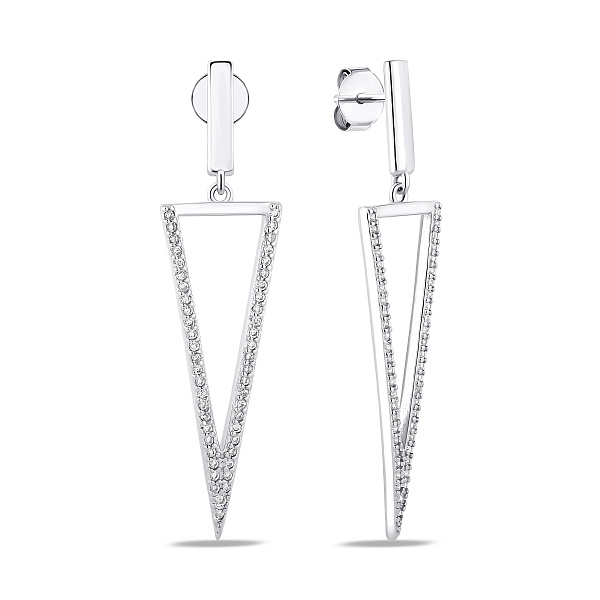 Длинные серебряные серьги с фианитами (арт. 7518/7327) – изображение 1