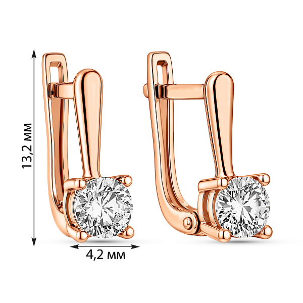 Серьги из красного золота с фианитами (арт. 110961) – изображение 4