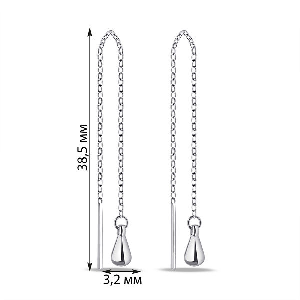 Серебряные серьги-протяжки Капля (арт. 7502/9005/1) – изображение 2
