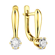 Фото Серьги из желтого золота с фианитом (арт. 110215ж)