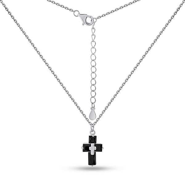 Серебряное колье Крестик с фианитами (арт. 7507/2211ч) – изображение 2