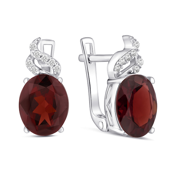 Серебряные серьги с гранатом и фианитами (арт. 7502/2194095Г) – изображение 1