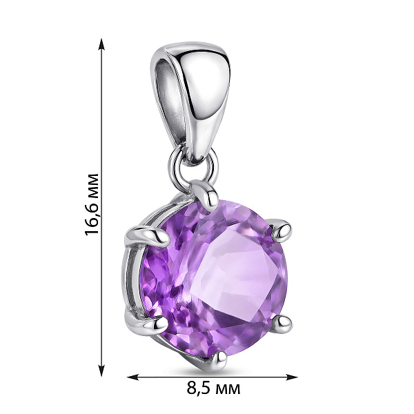 Серебряный кулон с крупным аметистом (арт. 7503/1690-2АП) – изображение 2