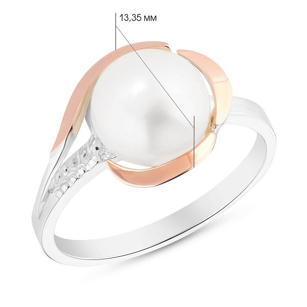 Серебряное кольцо с жемчугом (арт. 7201/260жбкп) – изображение 2