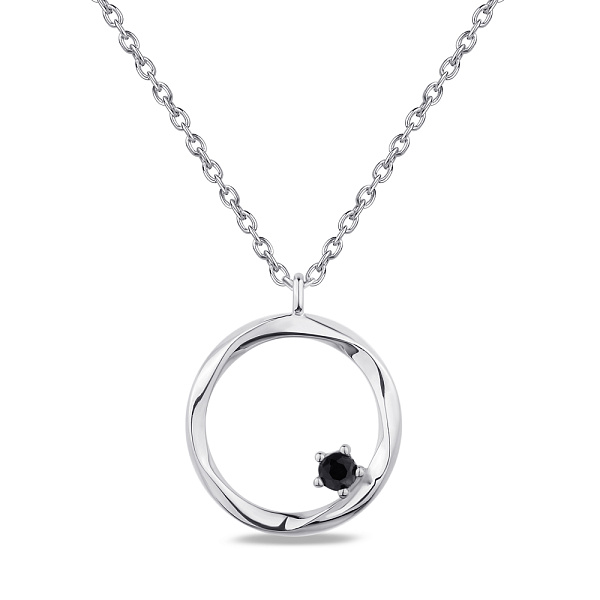 Серебряное колье с черным фианитом (арт. 7507/1479ч) – изображение 1