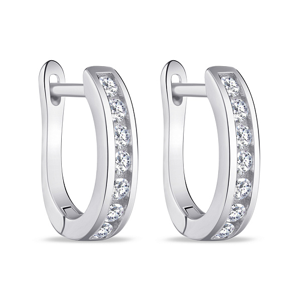 Сережки из серебра с дорожкой из фианитов (арт. 7502/2974) – изображение 1