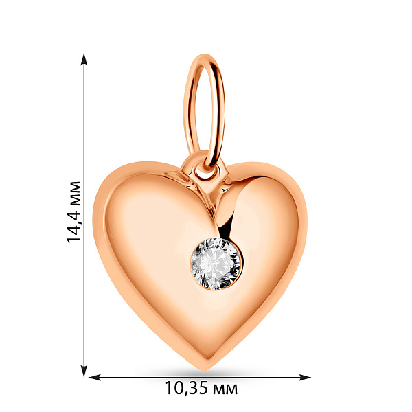 Золотой подвес "Сердце" с одним фианитом (арт. 424293) – изображение 4