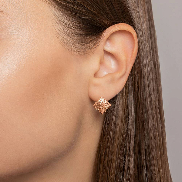 Серьги из красного золота без камней (арт. 1091582) – изображение 2