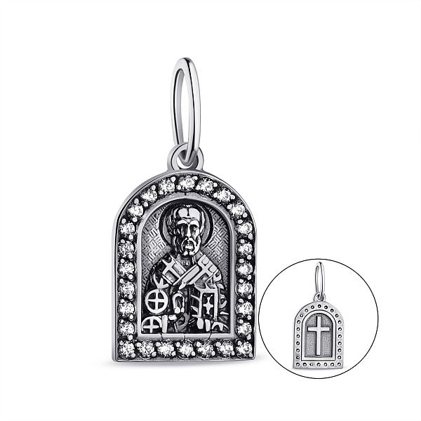 Серебряная ладанка Николай Чудотворец (арт. 7917/3313-ч) – изображение 1