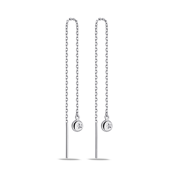 Серебряные серьги-протяжки с фианитами (арт. 7502/4988) – изображение 1