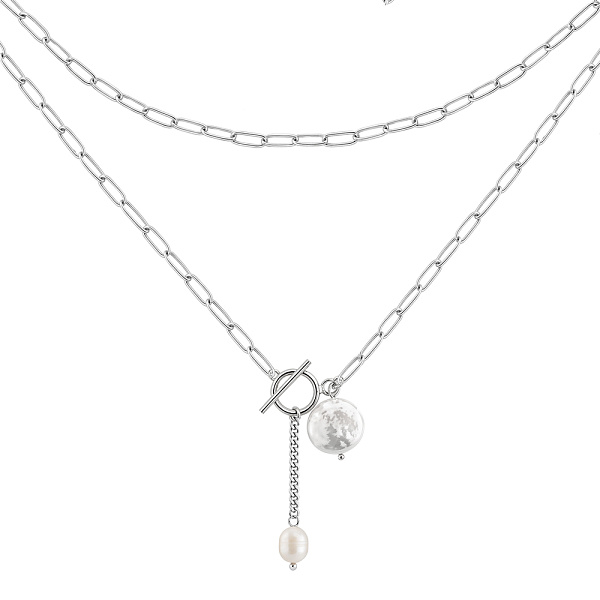 Серебряное колье с жемчугом (арт. 7507/2186779жб) – изображение 1