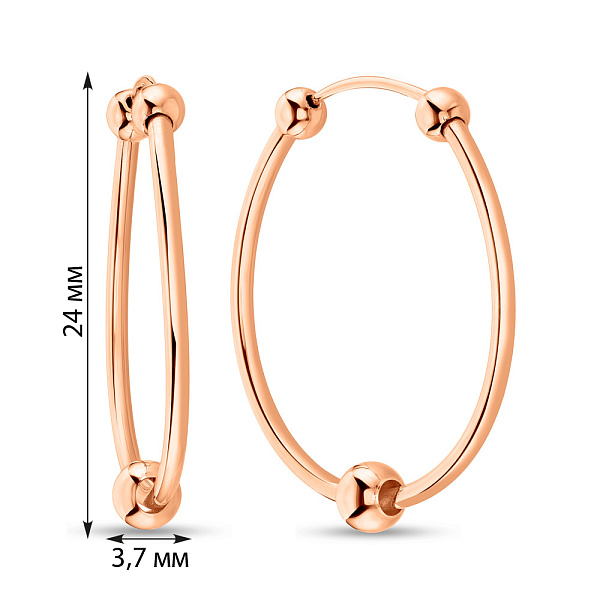 Серьги-кольца из красного золота с шариками (арт. 121901/25) – изображение 3
