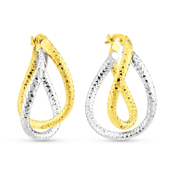 Серьги из желтого и белого золота без камней (арт. 1091739/20жб) – изображение 1